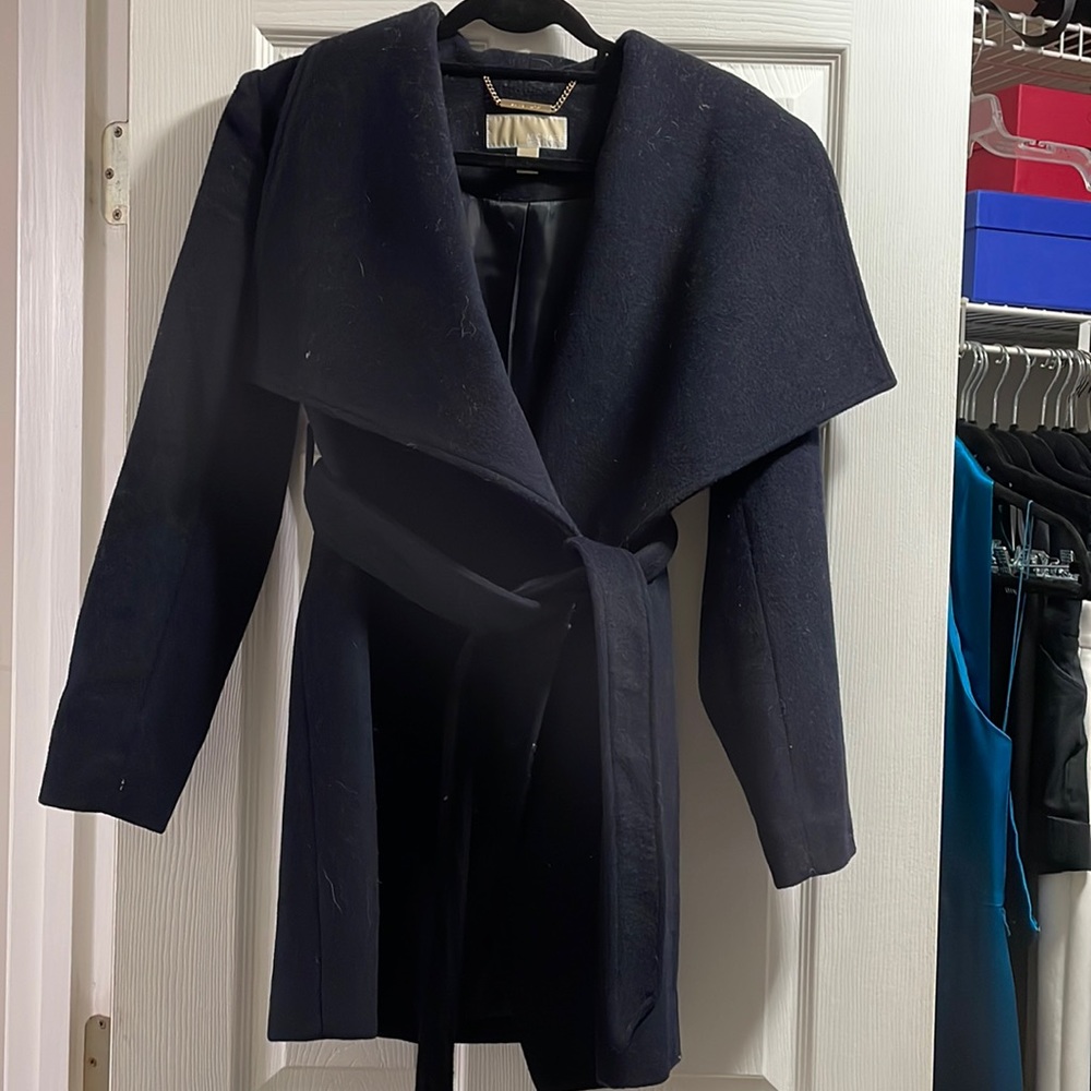 Michael kors navy wrap coat